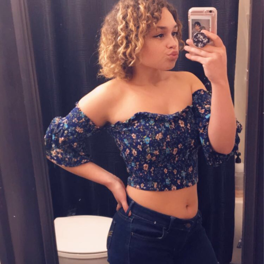 Xhilaration | Tube Top | Blue & Pink | Floral | L